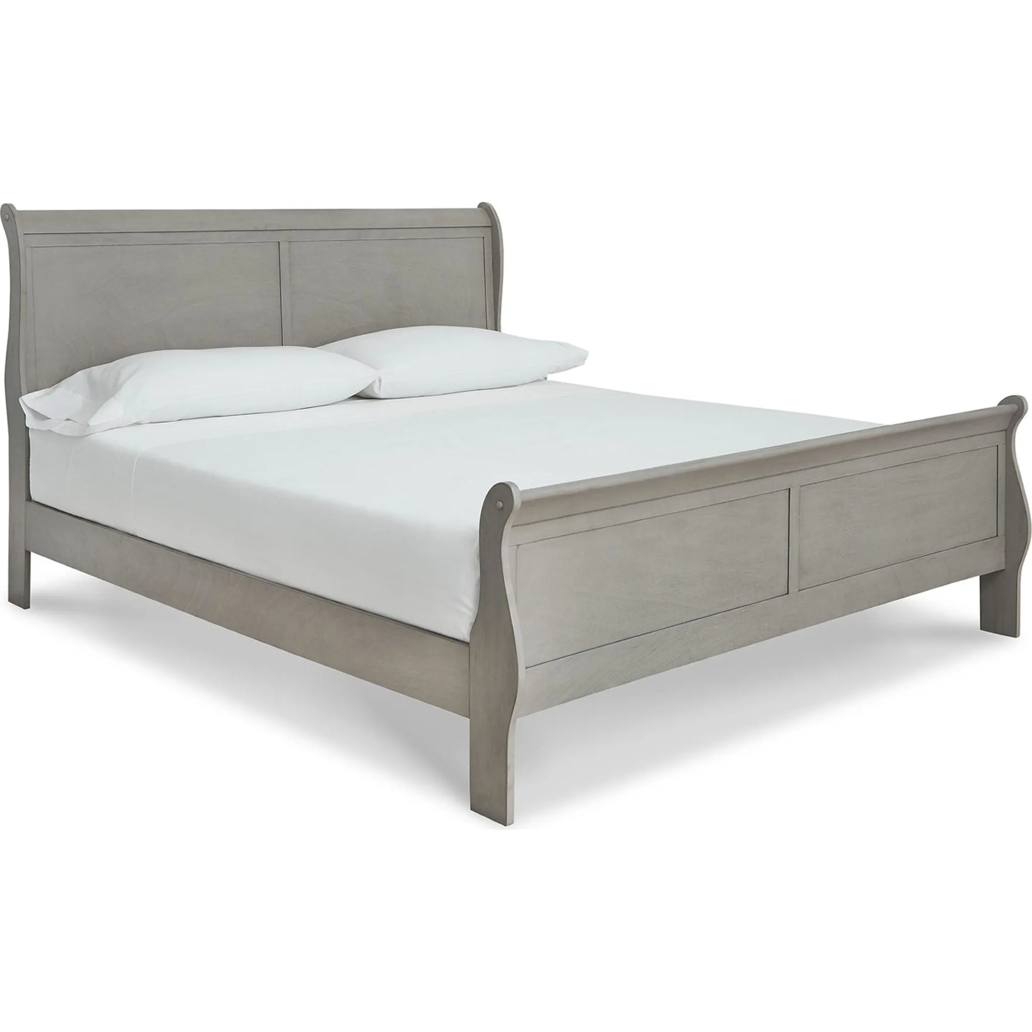 Kordasky Sleigh Bed with Mirrored Dresser - Grey