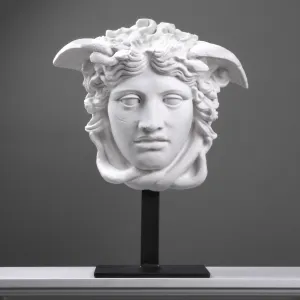 Large Medusa Head Statue on iron Base