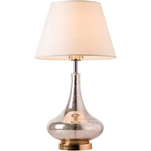 Loto Gold Mercury Glass Table Lamp 25" - Gold Mercury/Ivory White