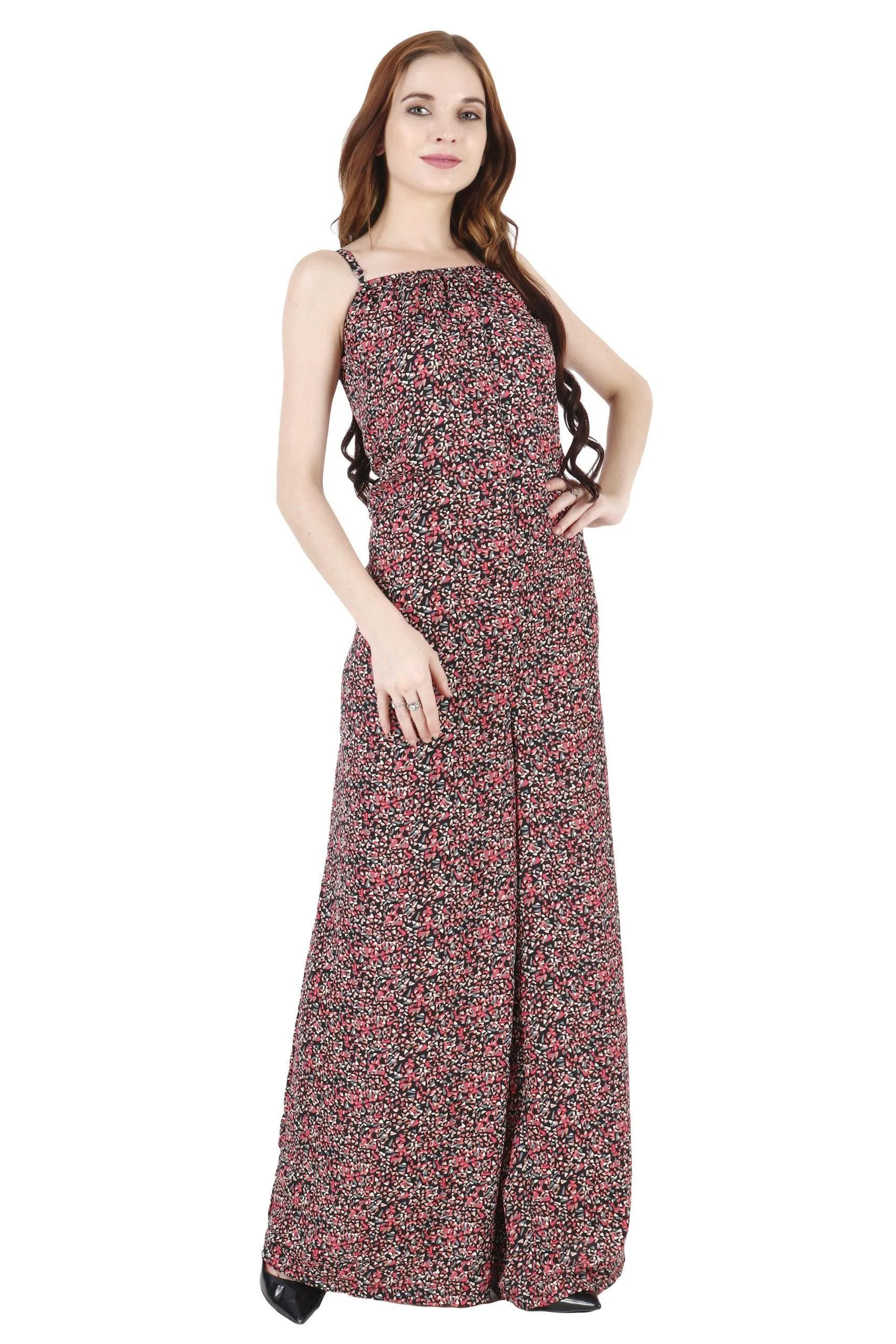 Multicolored Graphic Printed Loose Jumpsuit