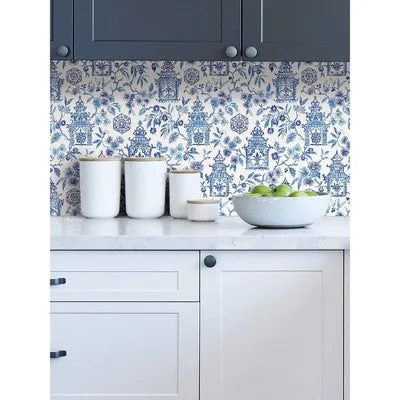 NuWallpaper Danson Peel and Stick Wallpaper Blue