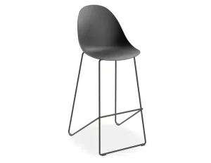 Modern Pebble Black Counter Stool with Shell Seat - 75cm Height