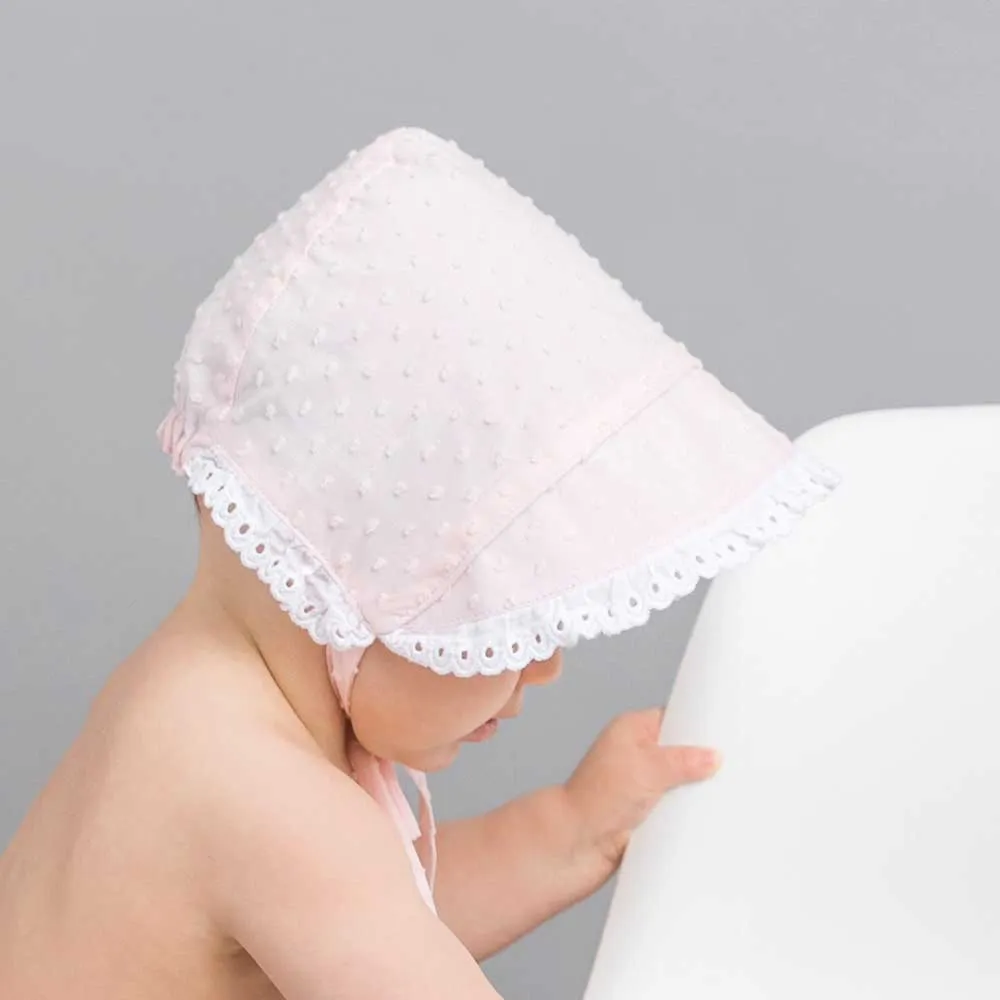 Pink Clip Dot Bonnet for Infants & Toddlers