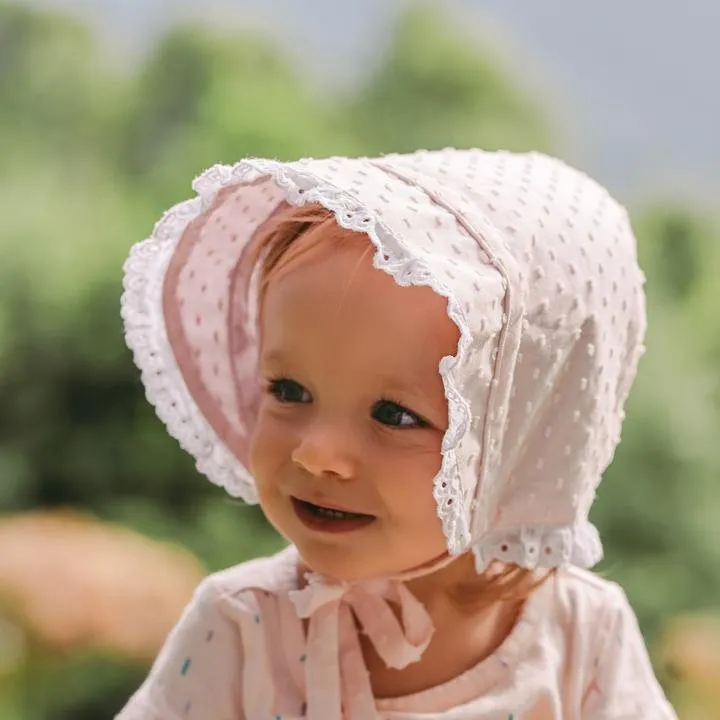 Pink Clip Dot Bonnet for Infants & Toddlers