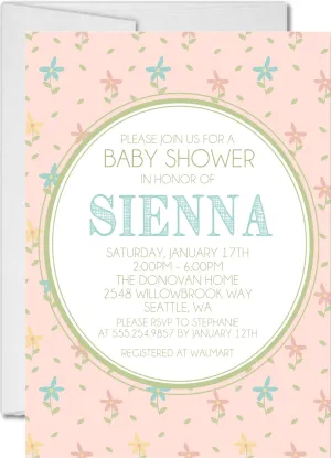 Pink Floral Baby Shower Invitations