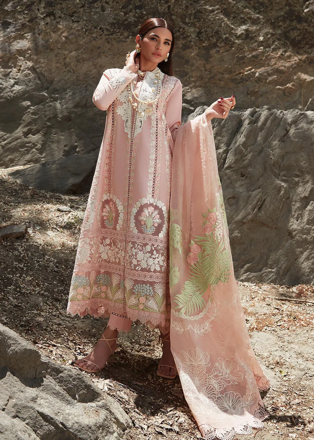 Pink Lawn Suit - Saira Shakira X Crimson Luxury Lawn '23 - Chikkankari Affair - D2B