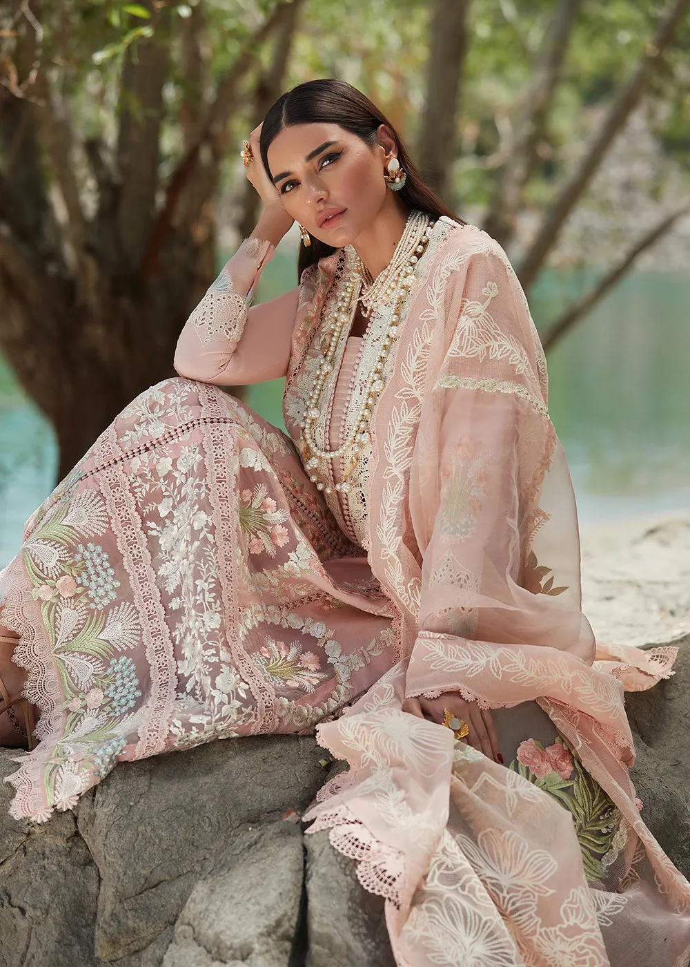 Pink Lawn Suit - Saira Shakira X Crimson Luxury Lawn '23 - Chikkankari Affair - D2B