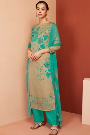 Premium Cotton Satin Printed Suit with Chiffon Printed Dupatta