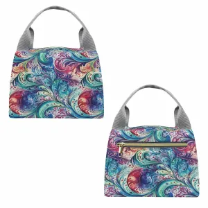 Rainbow Paisley  Portable Lunch Bag-Grey Handle