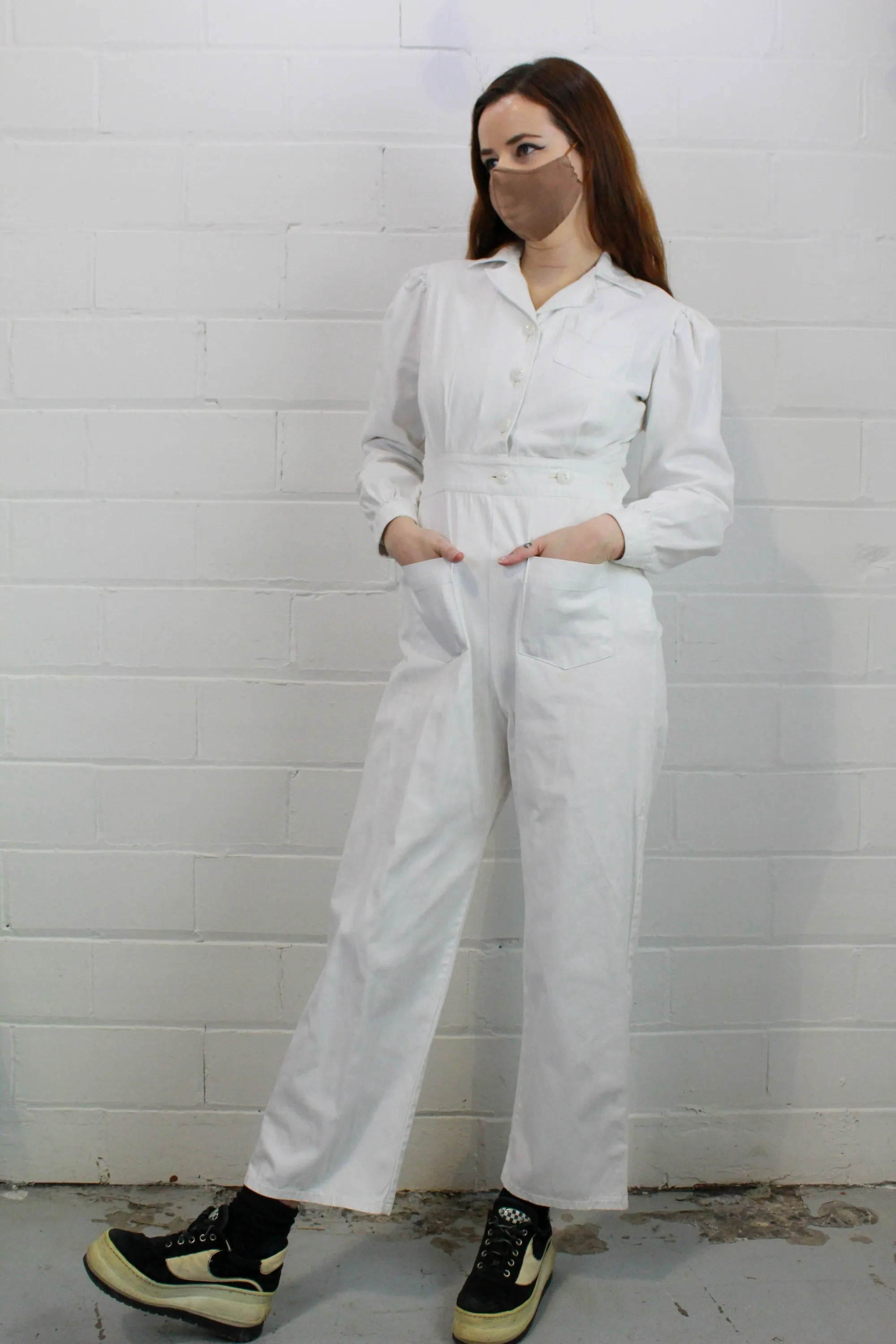 Reproduction WWII White Women's Jumpsuit/Coveralls/Siren Suit, XL