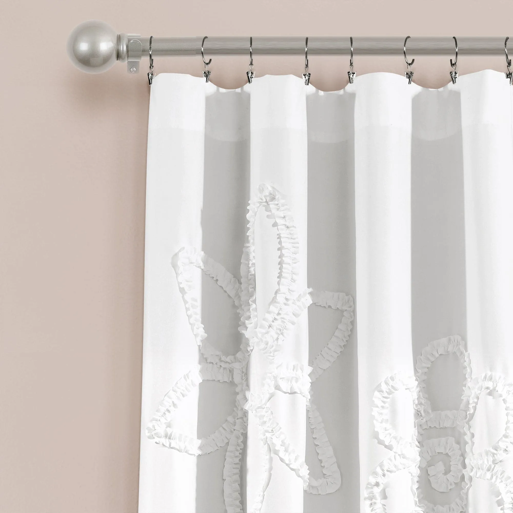 Ruffle Flower Window Curtain Panel Set