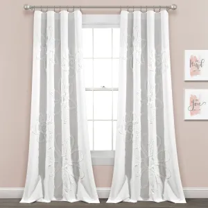 Ruffle Flower Window Curtain Panel Set