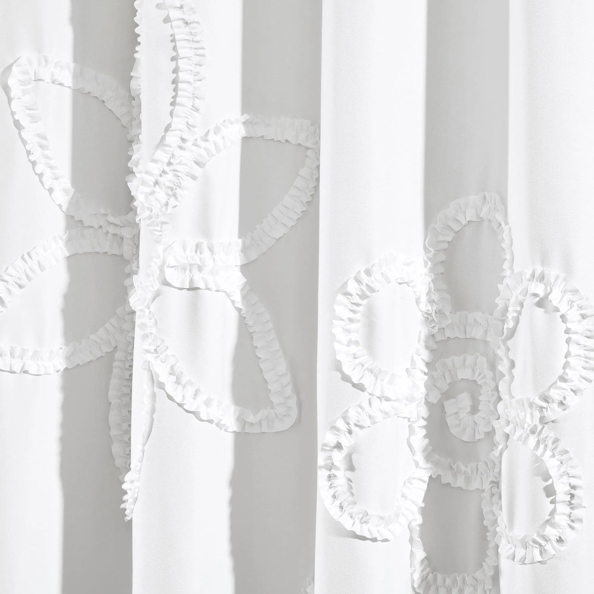 Ruffle Flower Window Curtain Panel Set