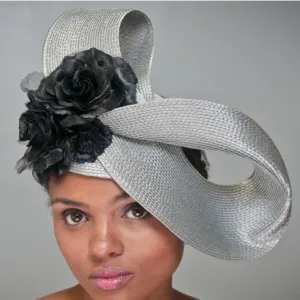 SG6023-Unique Silver and Black fascinator