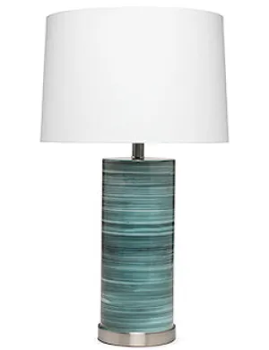 Striated Sea Depths Glass Table Lamp