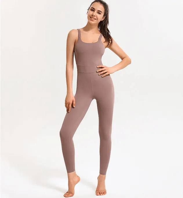 Stylish Elastic Women's Open Back Fitness Jumpsuit - SF1144