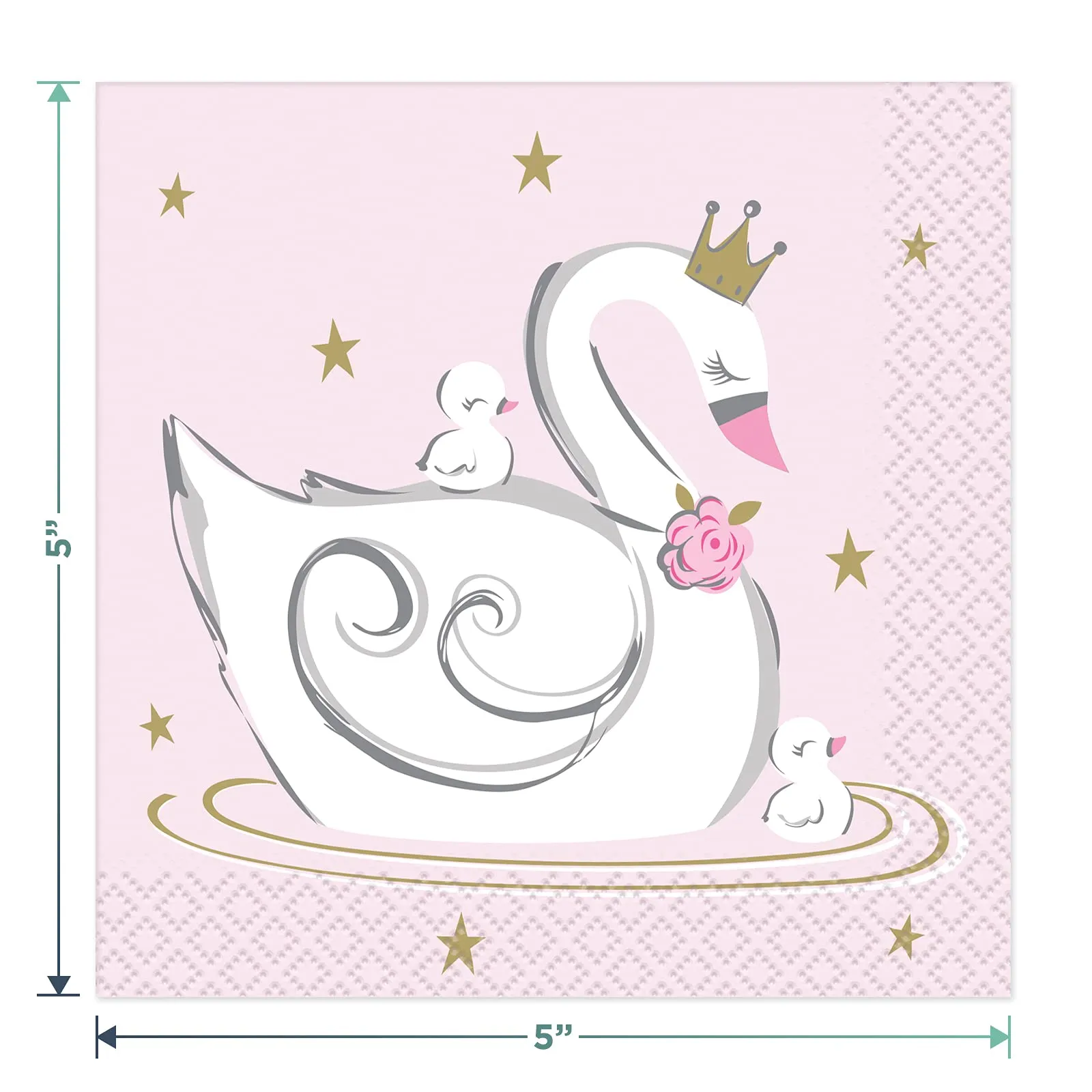 Swan Princess Paper Dessert Plates and Beverage Napkin Set