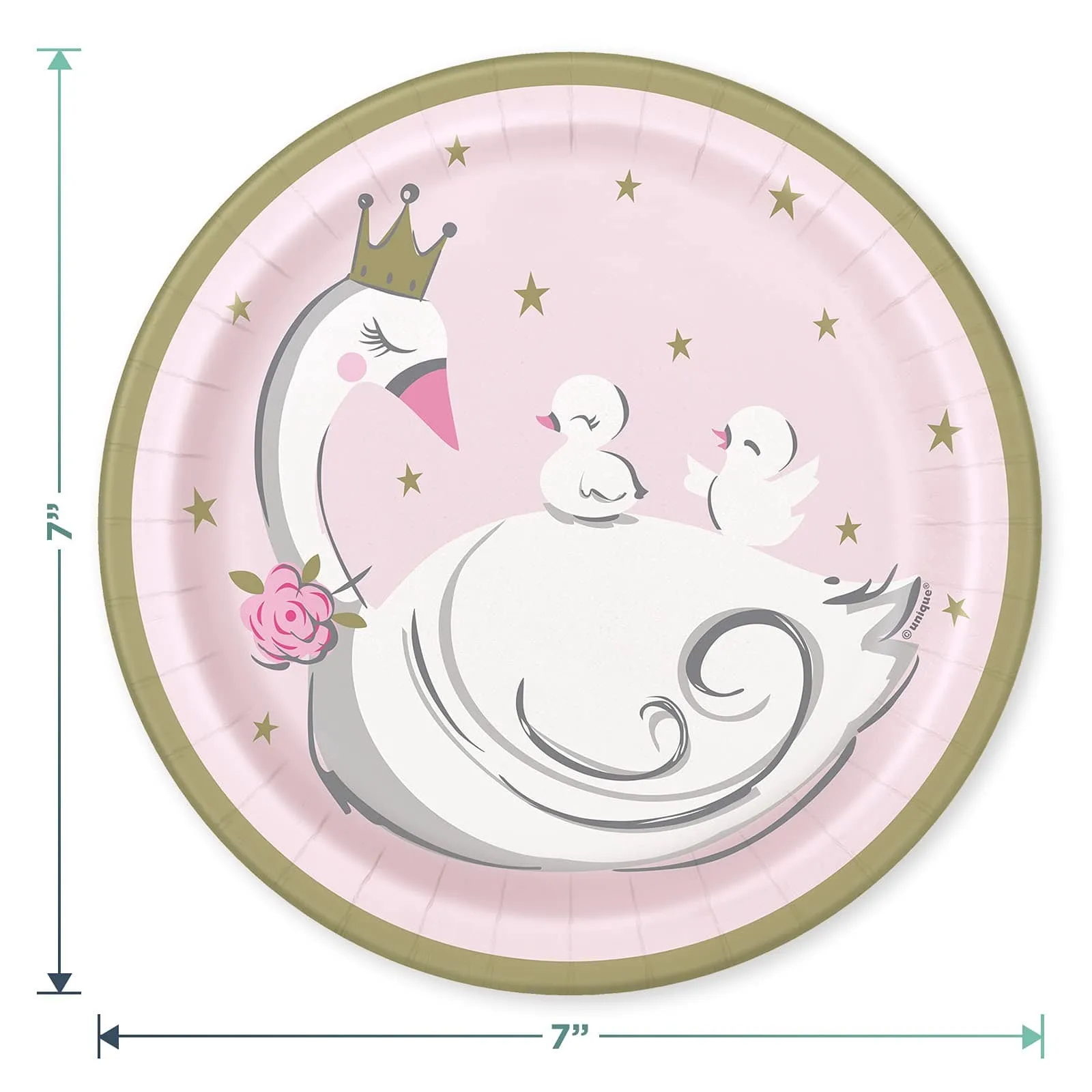 Swan Princess Paper Dessert Plates and Beverage Napkin Set