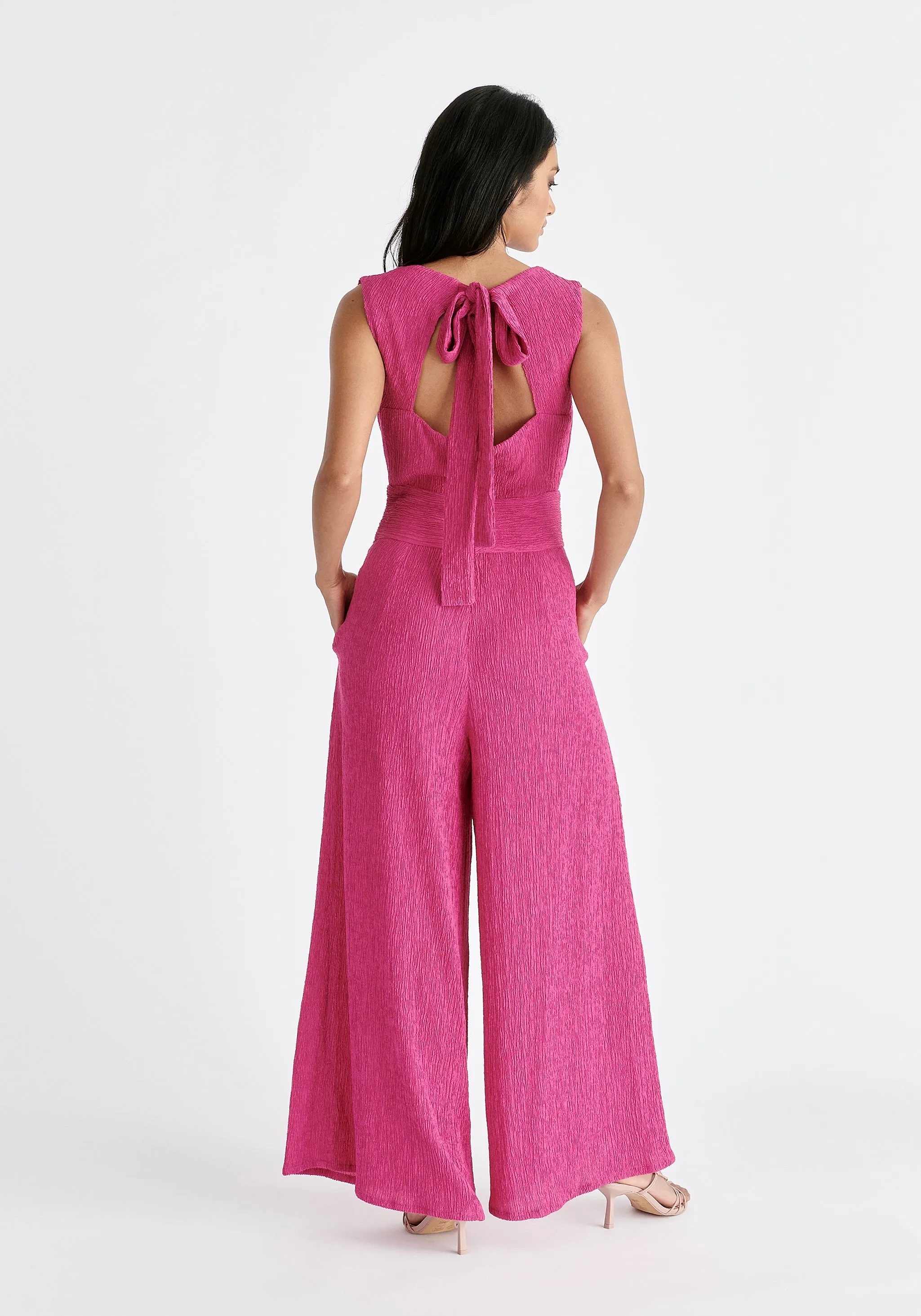 Textured Back-Tie Jumpsuit