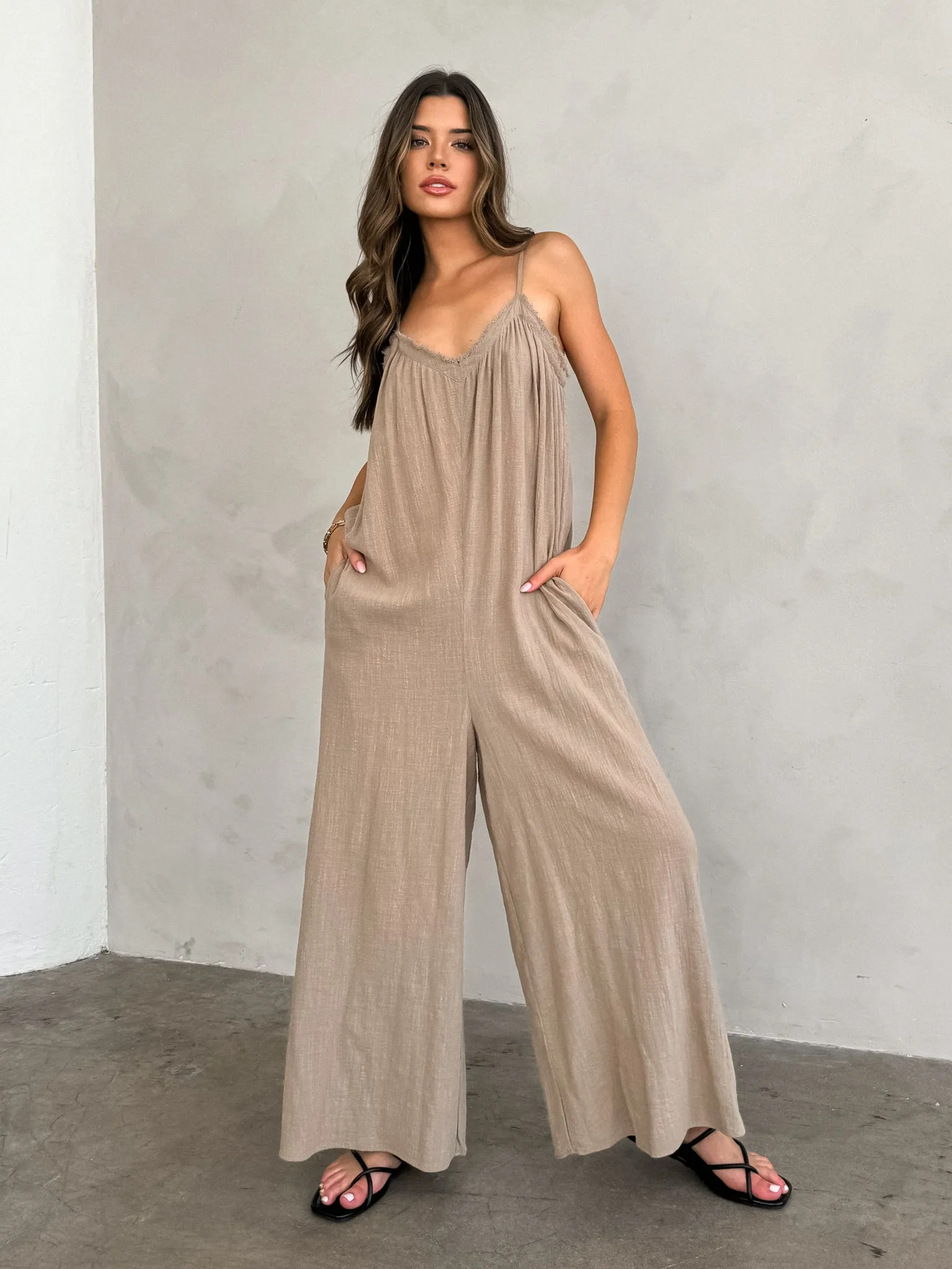 Toasted Coconut Gauze Jumpsuit - Final Sale