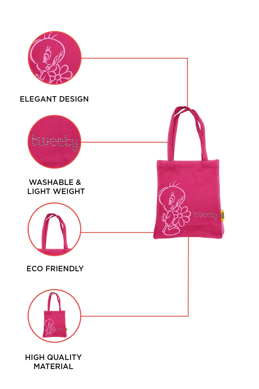 Tweety Pink Tote Bag