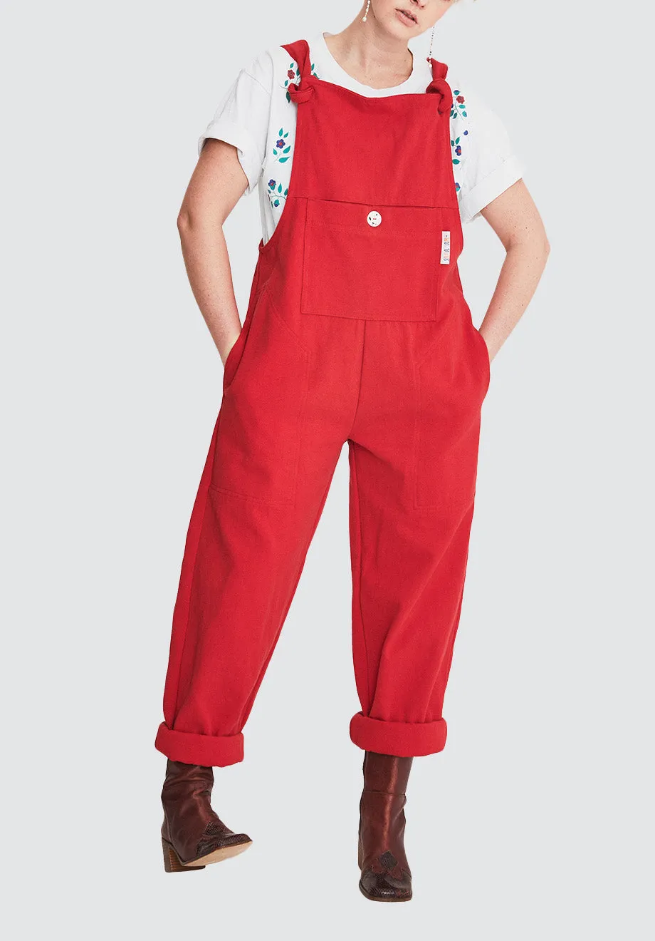 Unisex Dungarees | Red